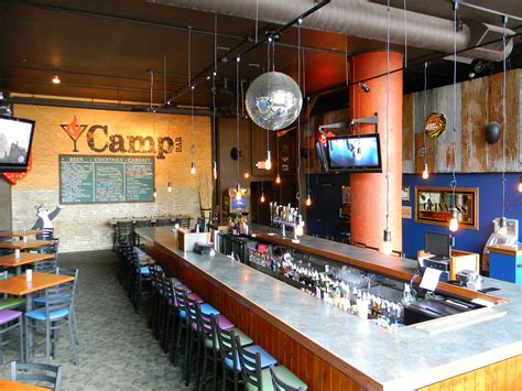 Camp bar - CAMP BAR & CABARET HOURS. We are open 365 days a year- including all holidays. Sunday - 11:30am to 2:00am. Monday - 5pm to 2:00am. Tuesday - 5pm to 1:00am. Wednesday - 5pm to 2:00am. Thursday — 5:00pm to 1:00am. Friday - Saturday — 4:00pm to 2:00am And we'll be open early on Sundays when the Packers play! ADDRESS. 490 N Robert Street. Saint ... 